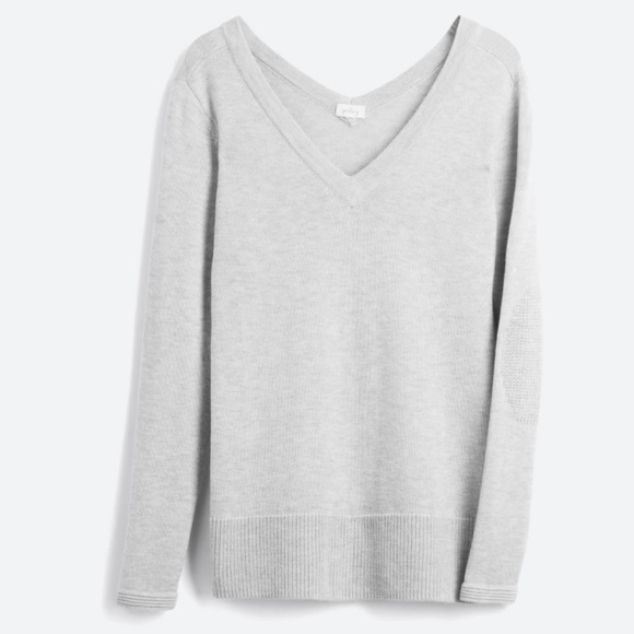Women’s gray colored, textured v-neck sweater - Picture 1 of 2